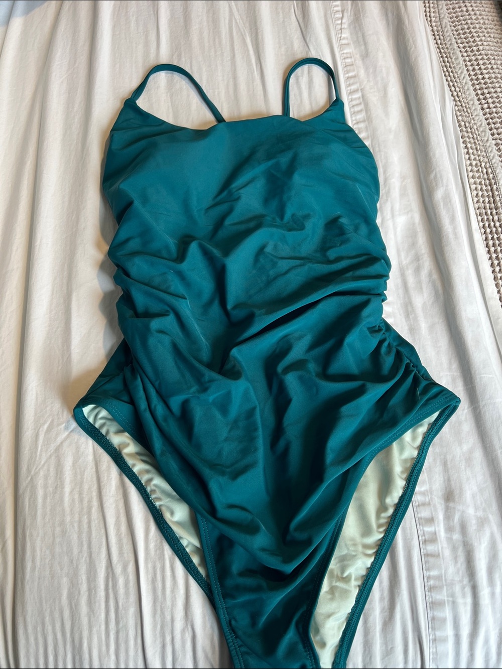 Women’s Corset Style Teal One-Piece Swimsuit - Size Large NWT